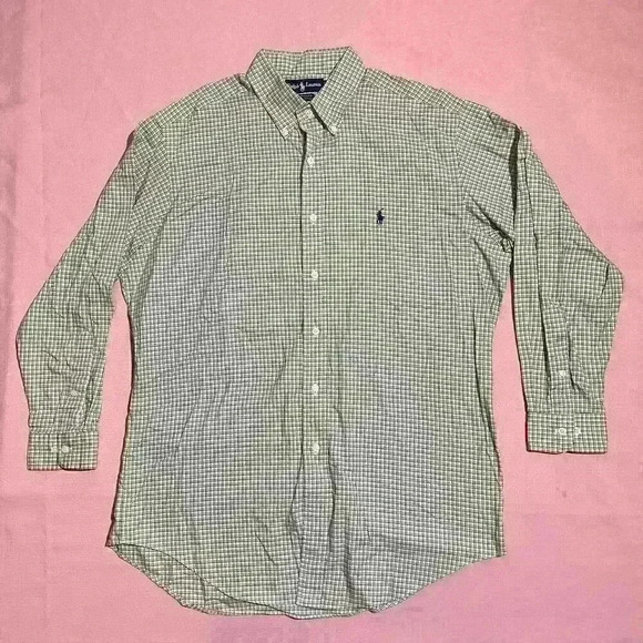 Vintage Ralph Lauren Mens Plaid Long Sleeve Button Up Shirt Yarmouth 16 32/33 - Picture 1 of 11